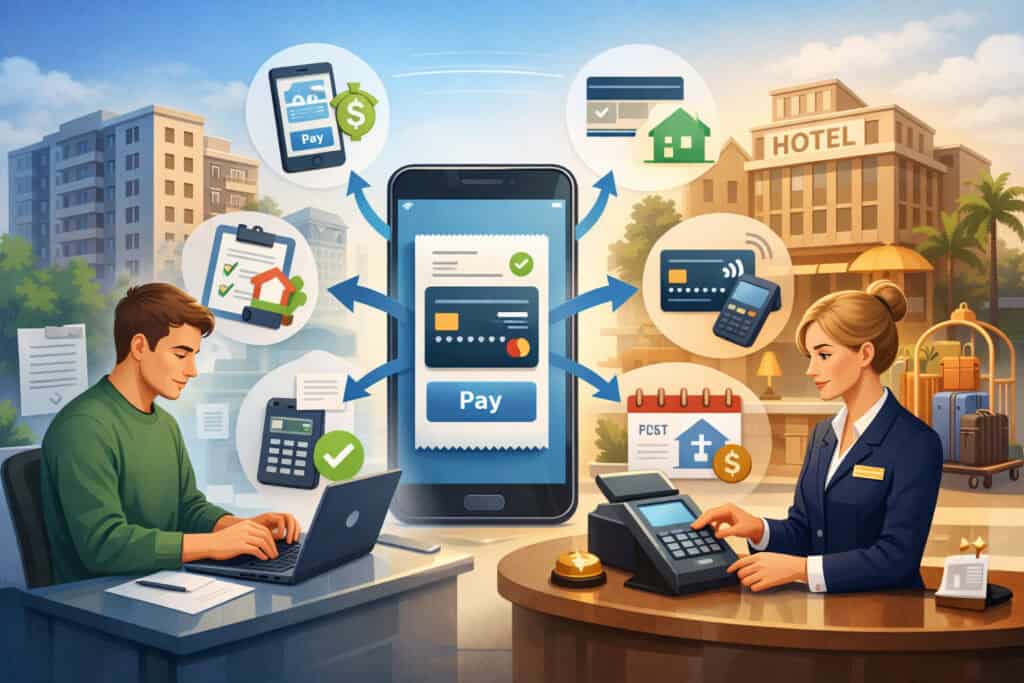 What “integrated payments” means in property management and hospitality